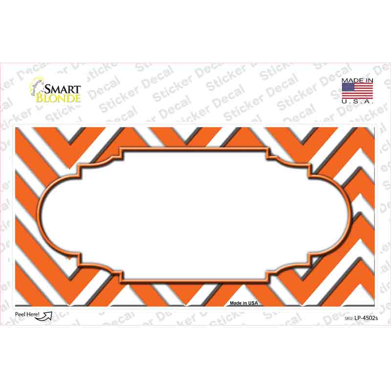 LP-4502s-M Orange White Chevron Center Scallop Novelty Sticker Decal, Medium
