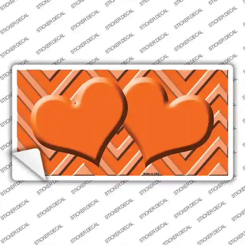 LP-4970s-L Orange Light Orange Heart Chevron Novelty Sticker Decal, Large