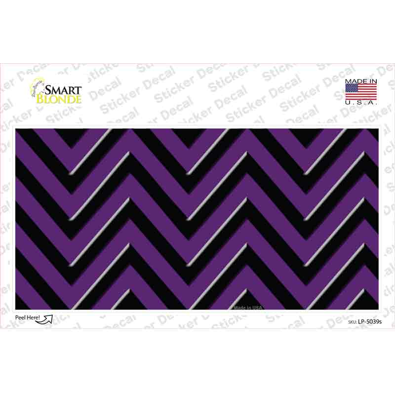 LP-5039s-M Purple Black Chevron Novelty Sticker Decal, Medium