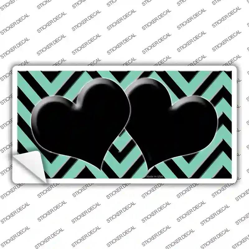 LP-5061s-L Mint Black Chevon Hearts Novelty Sticker Decal, Large