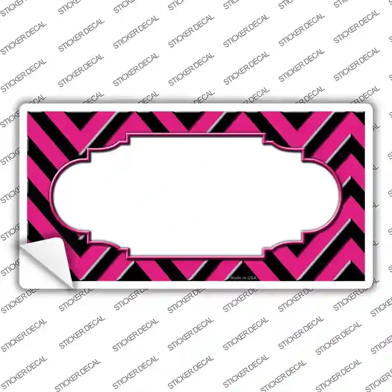 LP-5063s-L Pink Black Chevron Scallop Novelty Sticker Decal, Large