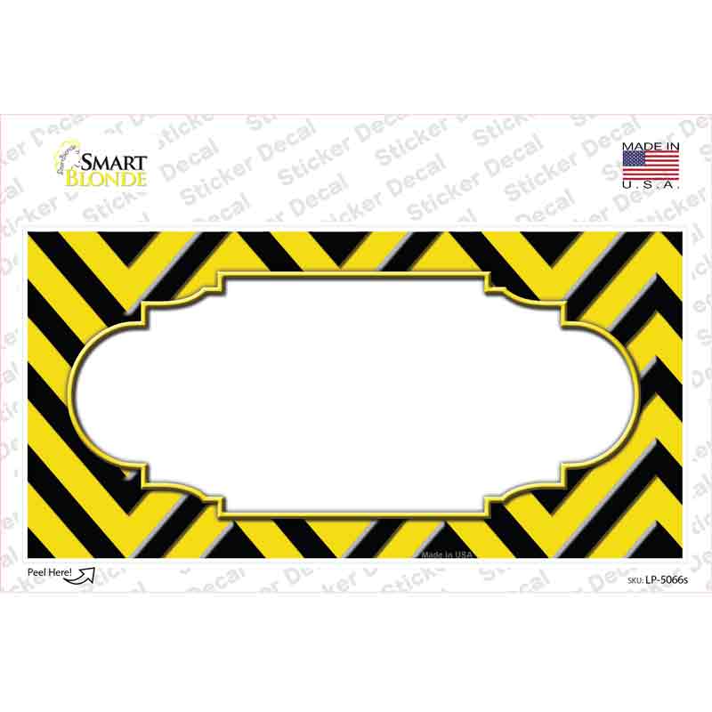 LP-5066s-M Yellow Black Chevron Scallop Novelty Sticker Decal, Medium