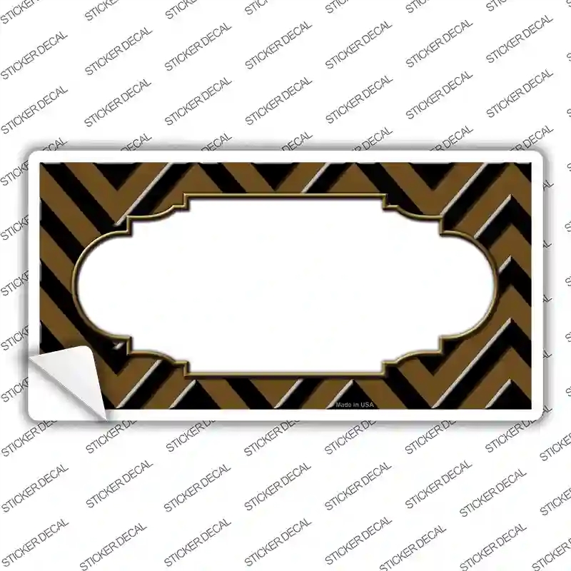 LP-5071s-S Brown Black Chevron Scallop Novelty Sticker Decal, Small