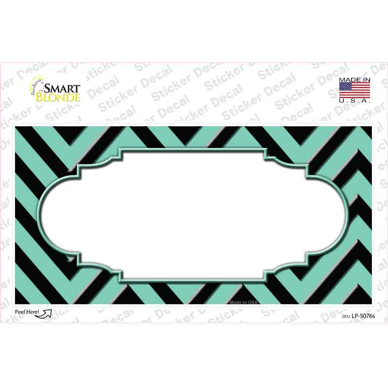 LP-5076s-M Mint Black Chevron Scallop Novelty Sticker Decal, Medium
