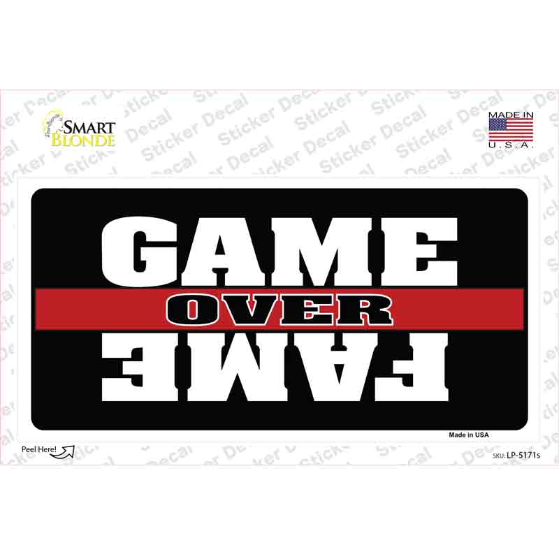 LP-5171s-M Game Over Fame Novelty Sticker Decal, Medium