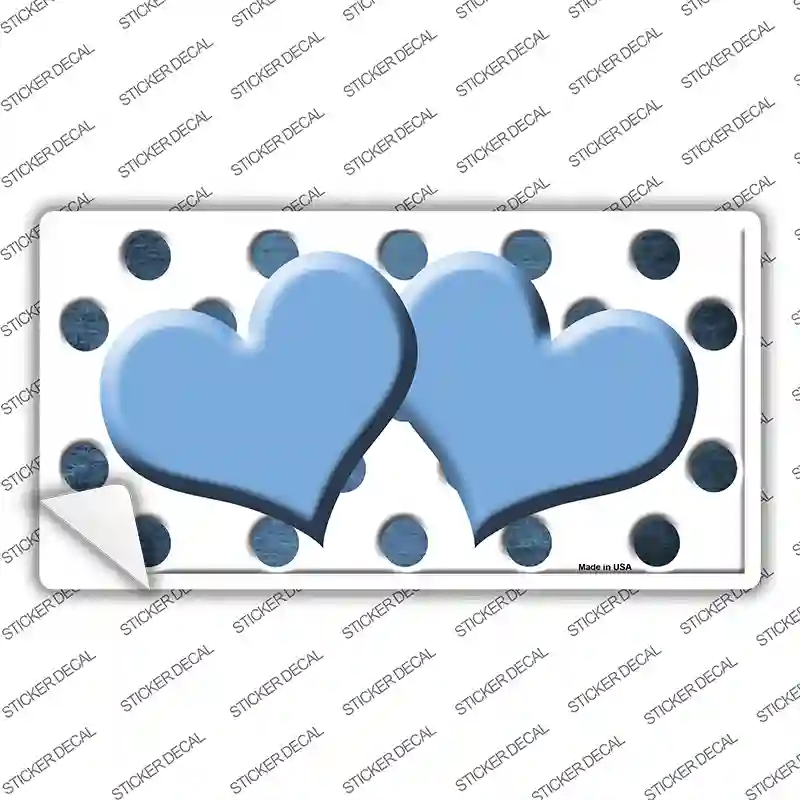 LP-6985s-S Light Blue White Dots Hearts Oil Rubbed Novelty Sticker Decal, Small