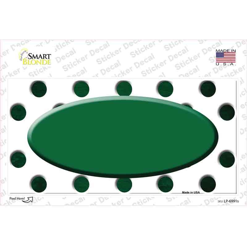 LP-6991s-M Green White Dots Oval Oil Rubbed Novelty Sticker Decal, Medium