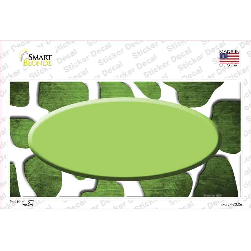 LP-7025s-M Lime Green White Oval Giraffe Oil Rubbed Novelty Sticker Decal, Medium