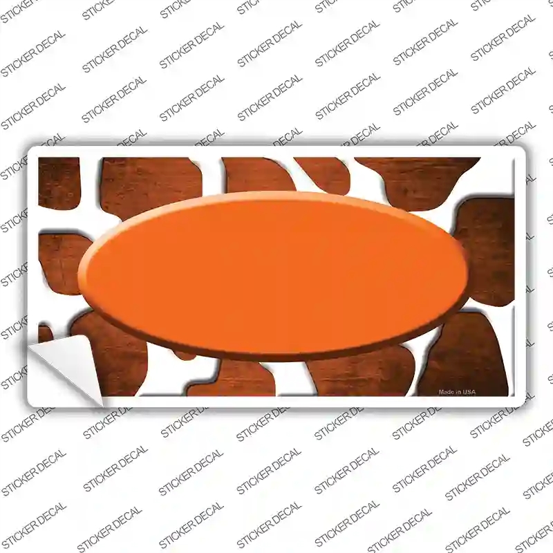 LP-7026s-S Orange White Oval Giraffe Oil Rubbed Novelty Sticker Decal, Small