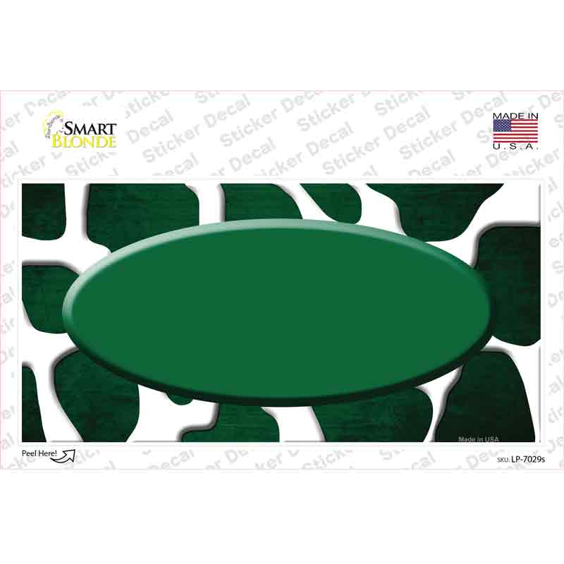 LP-7029s-M Green White Oval Giraffe Oil Rubbed Novelty Sticker Decal, Medium