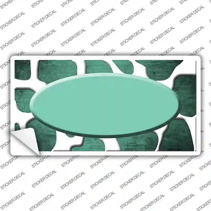 LP-7036s-XL Mint White Oval Giraffe Oil Rubbed Novelty Sticker Decal, Extra Large