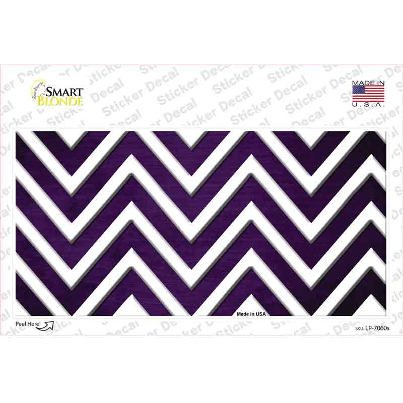 LP-7060s-M Purple White Chevron Oil Rubbed Novelty Sticker Decal, Medium