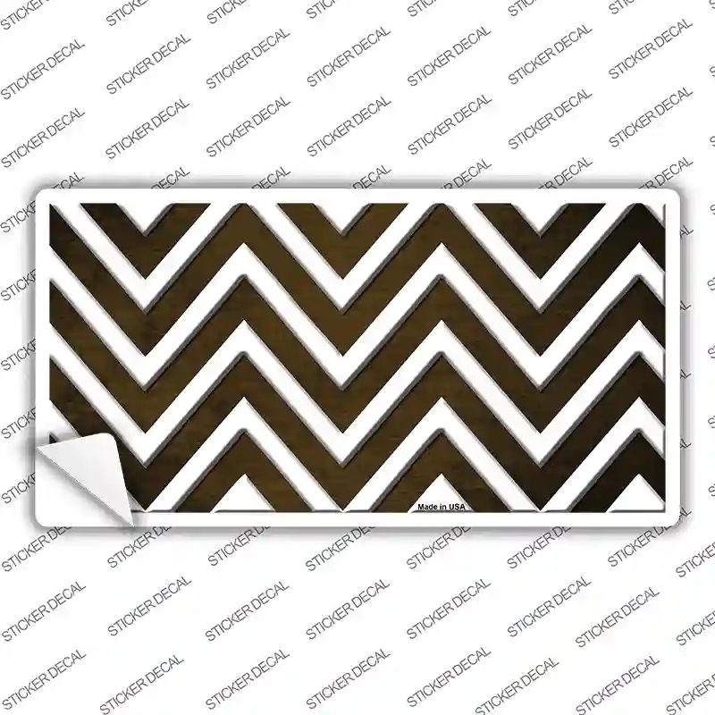 LP-7061s-S Brown White Chevron Oil Rubbed Novelty Sticker Decal, Small