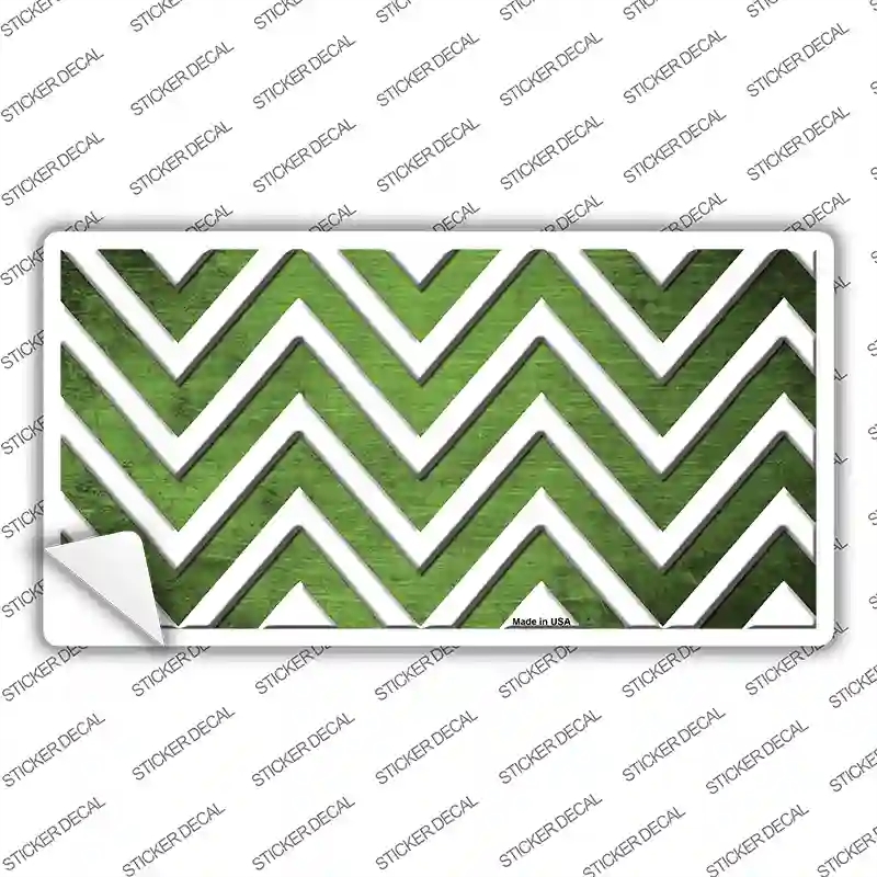 LP-7063s-S Lime Green White Chevron Oil Rubbed Novelty Sticker Decal, Small