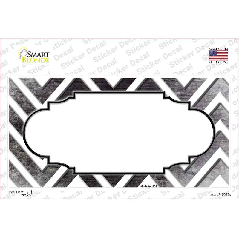 LP-7082s-M Black White Chevron Scallop Oil Rubbed Novelty Sticker Decal, Medium