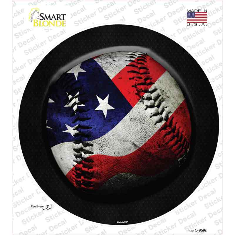 C-969s-M American Baseball Novelty Circle Sticker Decal, Medium