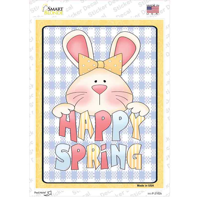 P-2102s-M Happy Spring Yellow Novelty Rectangular Sticker Decal, Medium