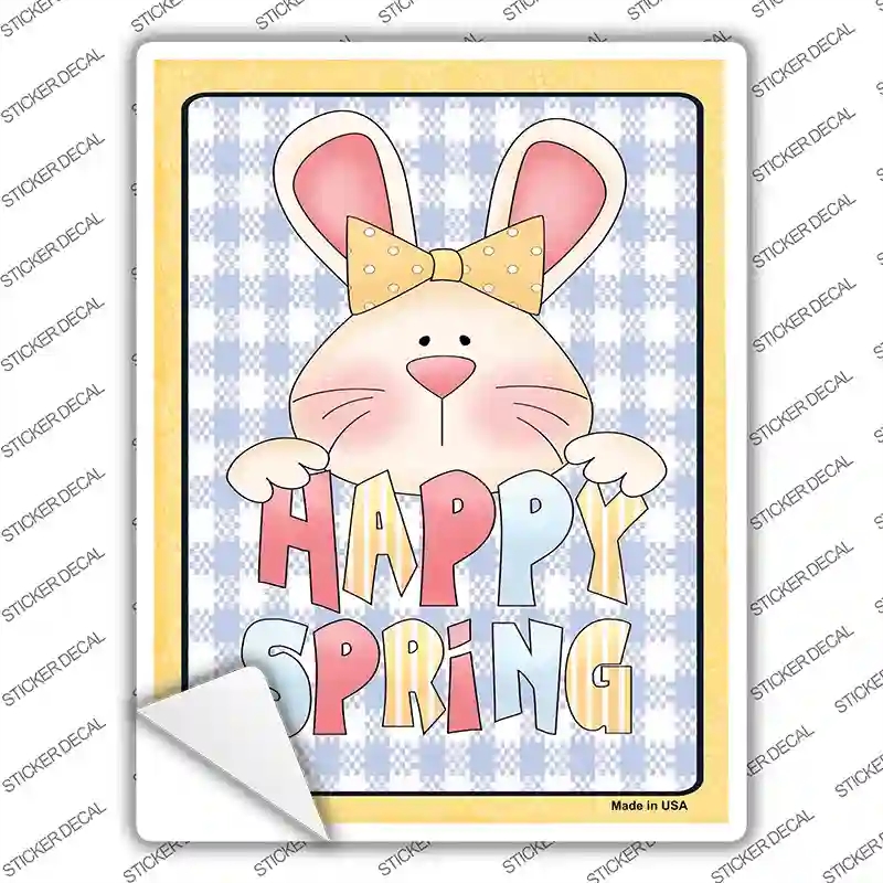 P-2102s-S Happy Spring Yellow Novelty Rectangular Sticker Decal, Small