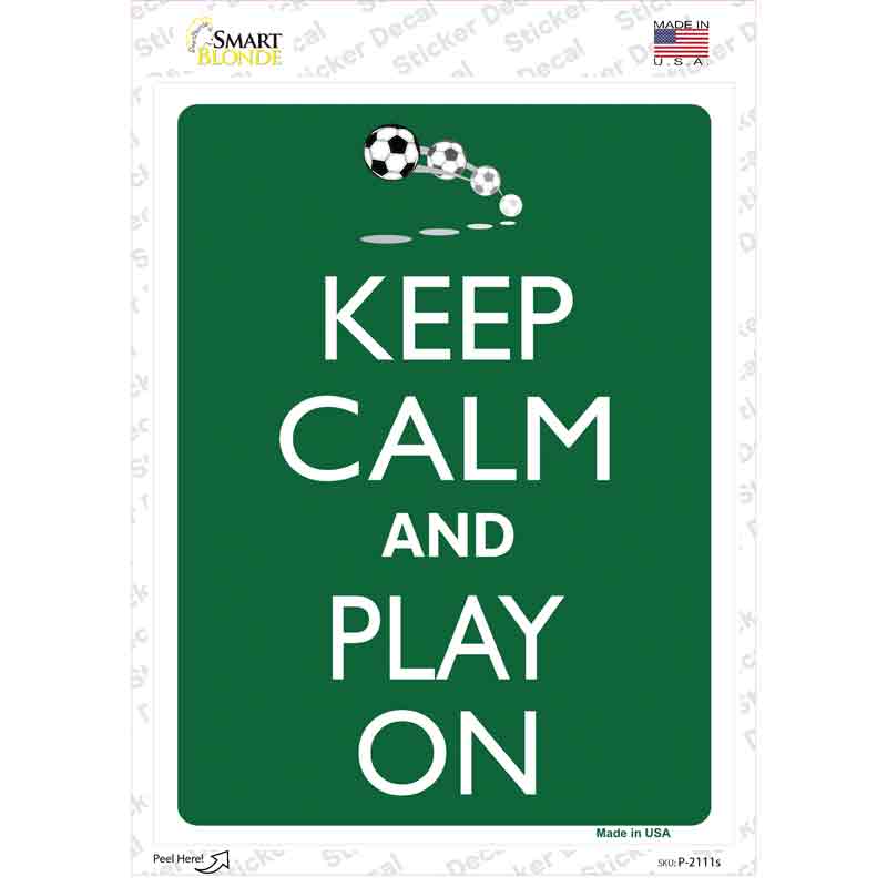 P-2111s-M Keep Calm & Play on Novelty Rectangle Sticker Decal, Medium