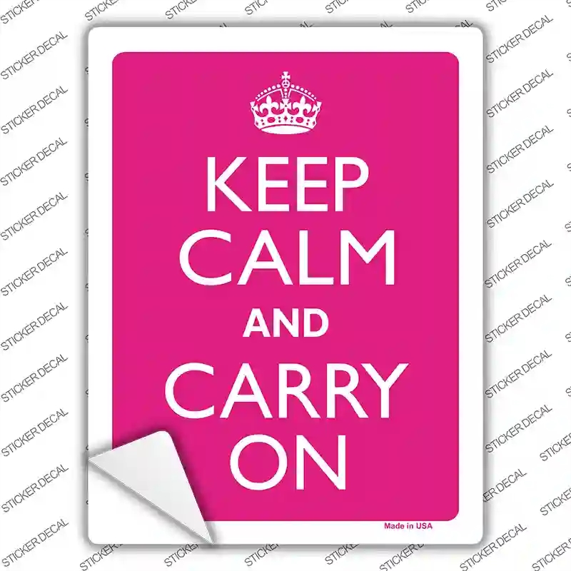 P-2122s-L Keep Calm & Carry on Novelty Rectangle Sticker Decal, Large
