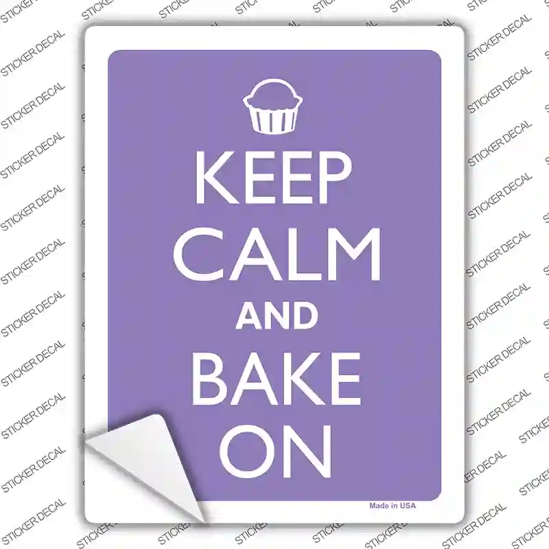 P-2125s-L Keep Calm & Bake on Novelty Rectangle Sticker Decal, Large