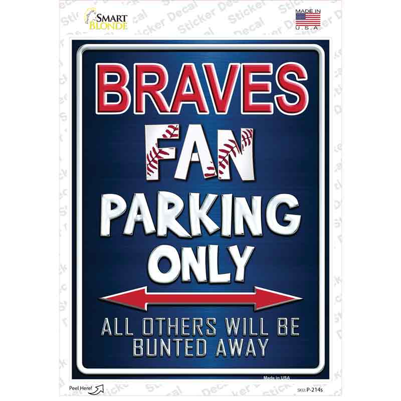 P-214s-M Braves Novelty Rectangle Sticker Decal, Medium