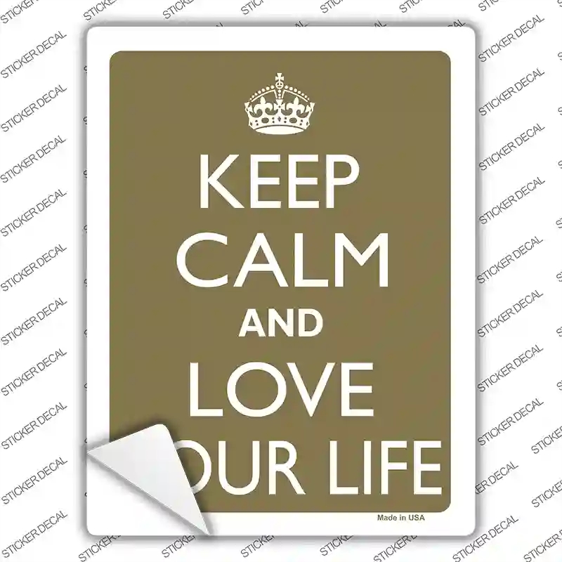 P-2209s-L Keep Calm & Love Your Life Novelty Rectangle Sticker Decal, Large
