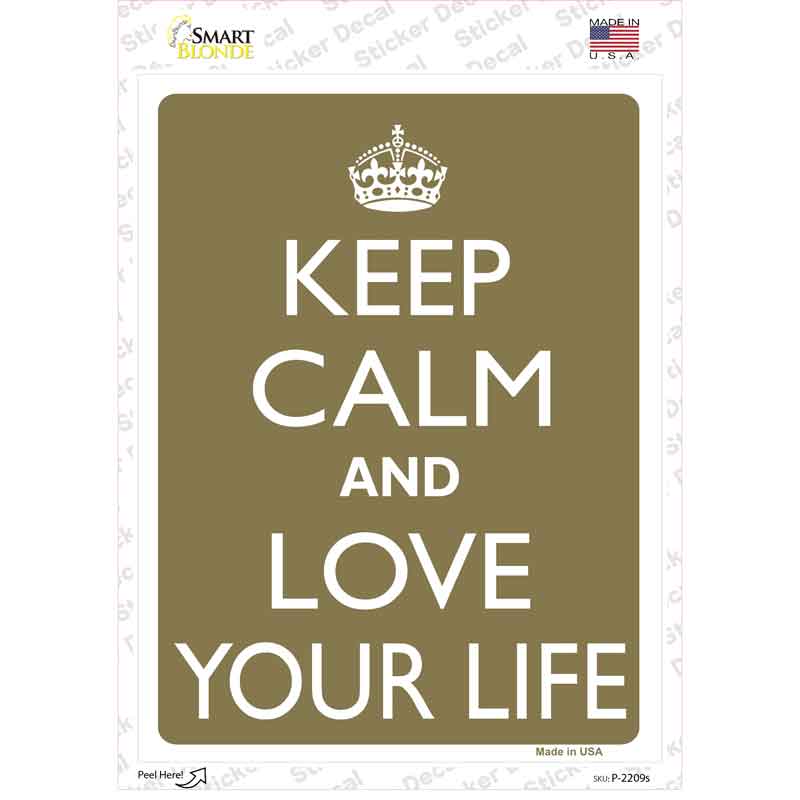 P-2209s-M Keep Calm & Love Your Life Novelty Rectangle Sticker Decal, Medium