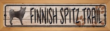 SMART BLONDE Finnish Spitz Trail Novelty Wood Mounted Metal Small Street Sign WB-K-057