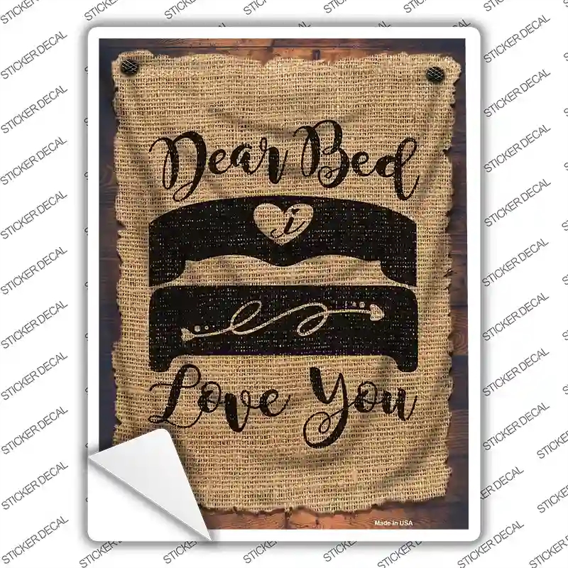 P-2622s-L Dear Bed Novelty Rectangular Sticker Decal, Large
