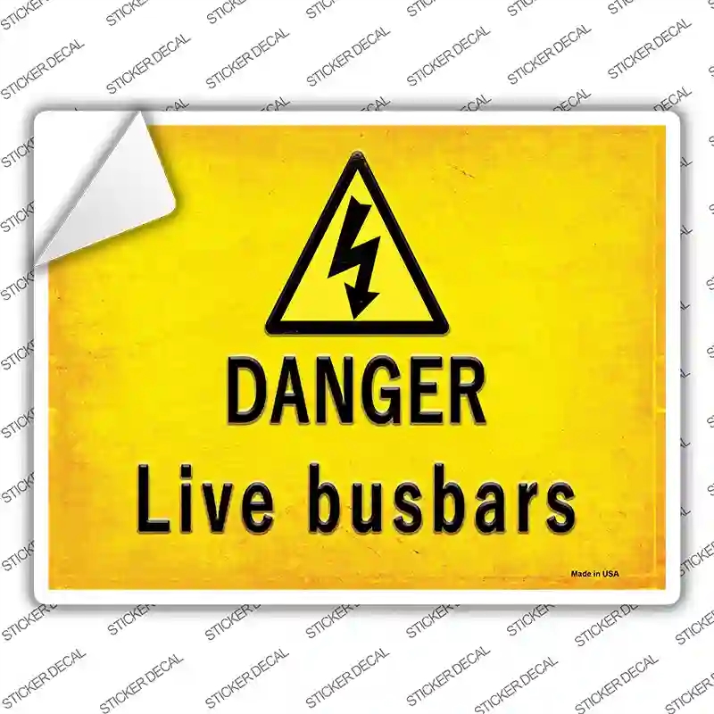 P-2730s-S Danger Live Busbars Novelty Rectangle Sticker Decal, Small