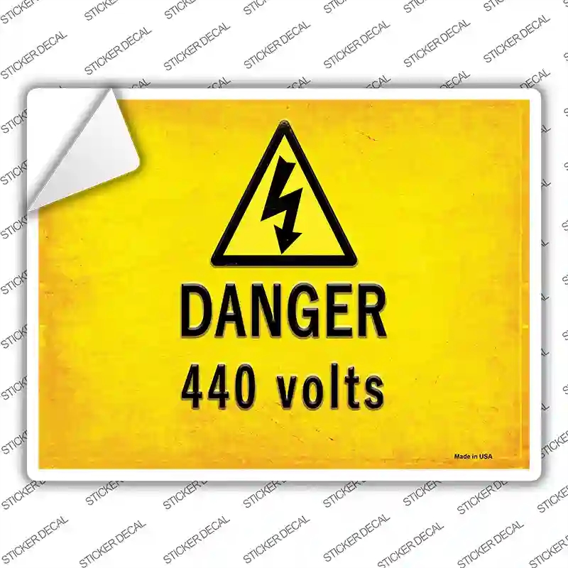 P-2741s-L Danger 440 Volts Novelty Rectangle Sticker Decal, Large