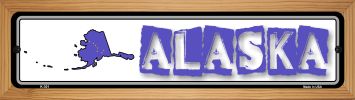 SMART BLONDE Alaska State Outline Novelty Wood Mounted Metal Small Street Sign WB-K-301