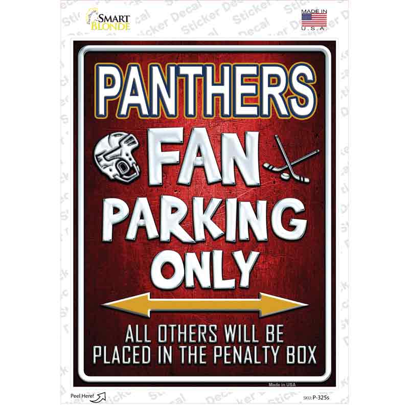 P-325s-M Panthers Red Novelty Rectangle Sticker Decal, Medium