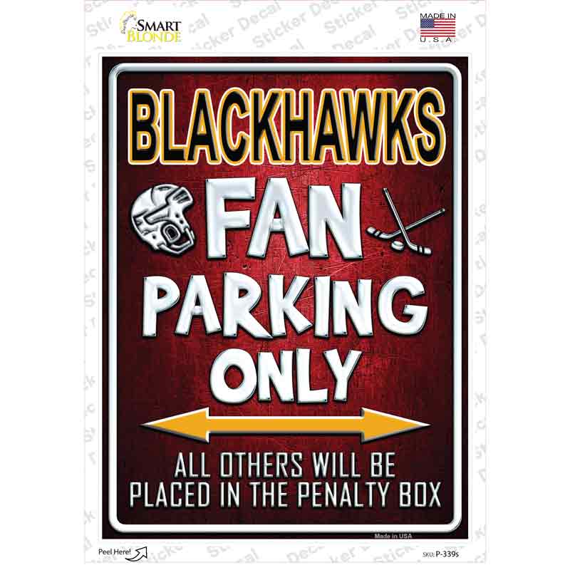 P-339s-M Black Hawks Novelty Rectangle Sticker Decal, Medium