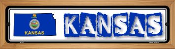 SMART BLONDE Kansas State Outline Novelty Wood Mounted Metal Small Street Sign WB-K-315
