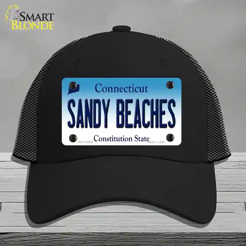 HAT01-MLP-10929 Sandy Beaches Connecticut Novelty License Plate Hat, Mesh - Black