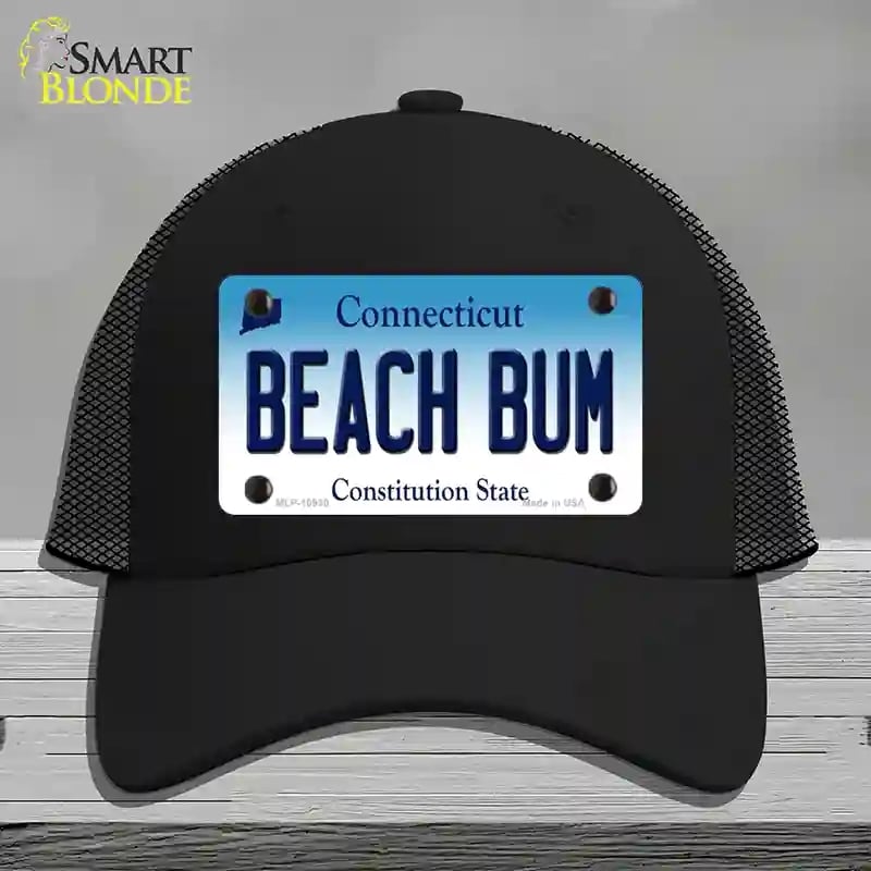HAT01-MLP-10930 Beach Bum Connecticut Novelty License Plate Hat, Mesh - Black