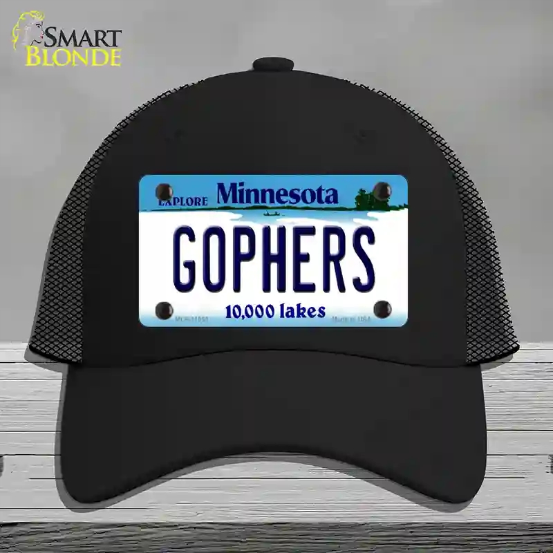 HAT01-MLP-11053 Gophers Minnesota State Novelty License Plate Hat, Mesh - Black