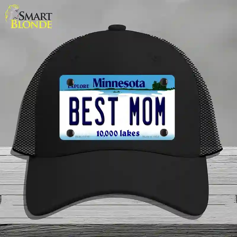HAT01-MLP-11079 Best Mom Minnesota State Novelty License Plate Hat, Mesh - Black