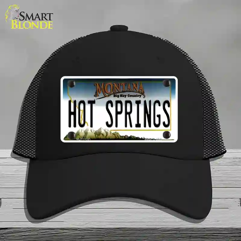 HAT01-MLP-11101 Hot Springs Montana State Novelty License Plate Hat, Mesh - Black