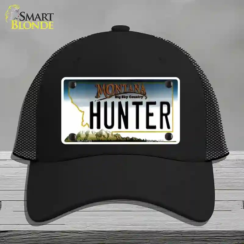 HAT01-MLP-11122 Hunter Montana State Novelty License Plate Hat, Mesh - Black