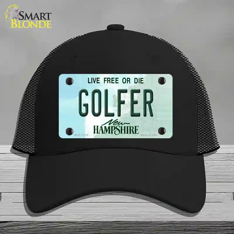 HAT01-MLP-11170 Golfer   Hampshire State Novelty License Plate Hat, Mesh - Black