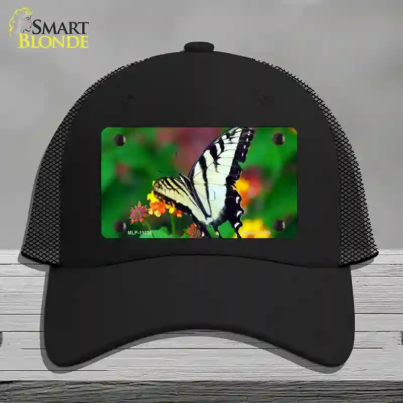 HAT01-MLP-11236 Butterfly Black & White Novelty License Plate Hat, Mesh - Black