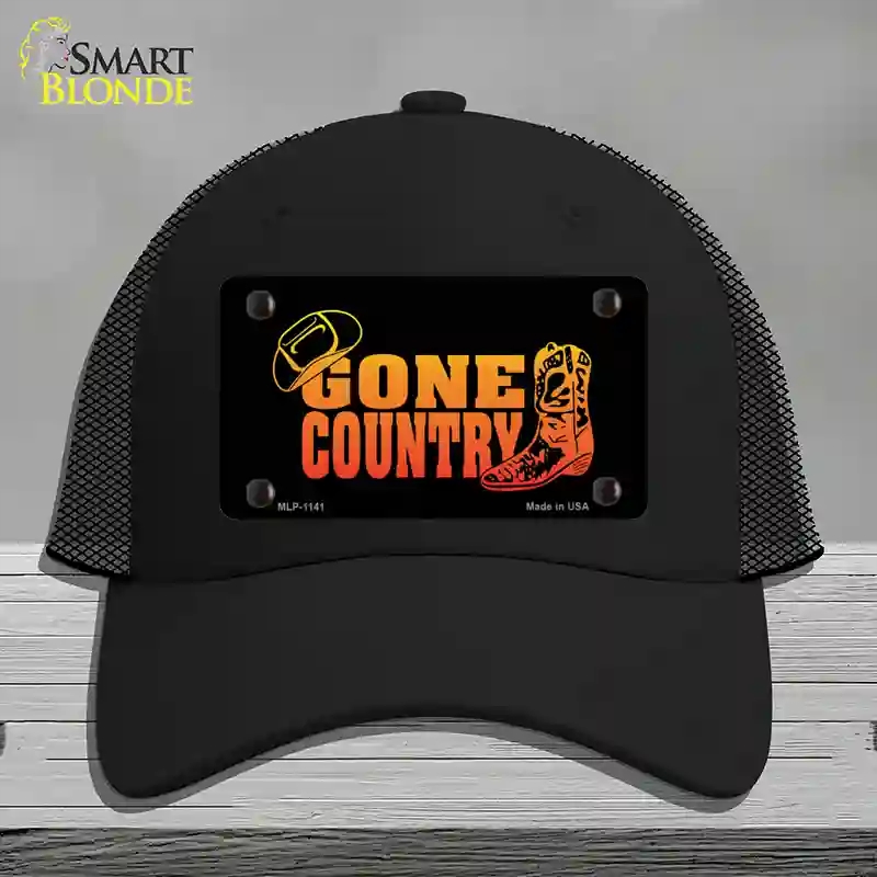 HAT01-MLP-1141 Gone Country Novelty License Plate Hat, Mesh - Black