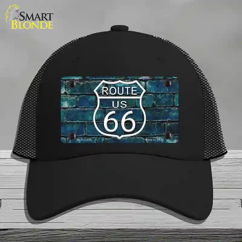 HAT01-MLP-11456 Route 66 Blue Brick Wall Novelty License Plate Hat, Mesh - Black