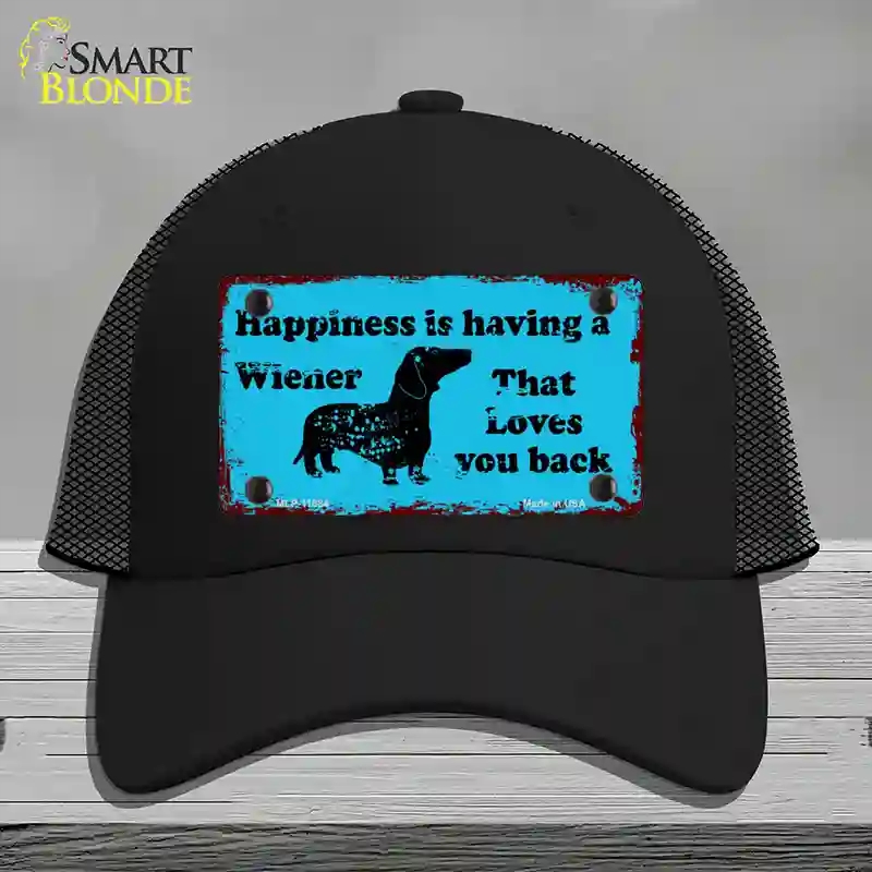 HAT01-MLP-11684 Happiness is Having a Wiener Novelty License Plate Hat, Mesh - Black