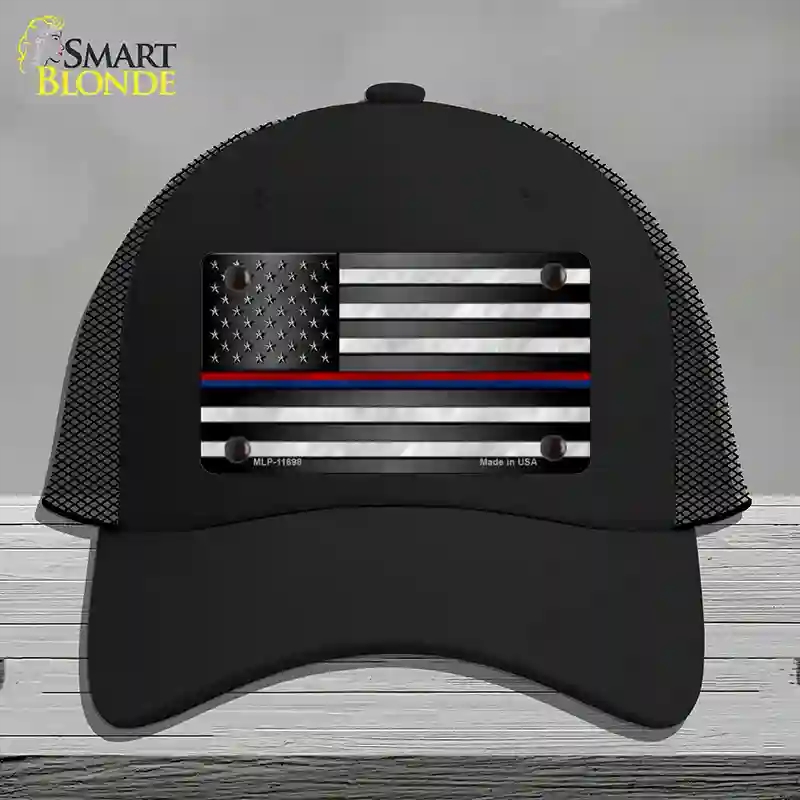 HAT01-MLP-11698 First Responder American Flag Novelty License Plate Hat, Mesh - Black
