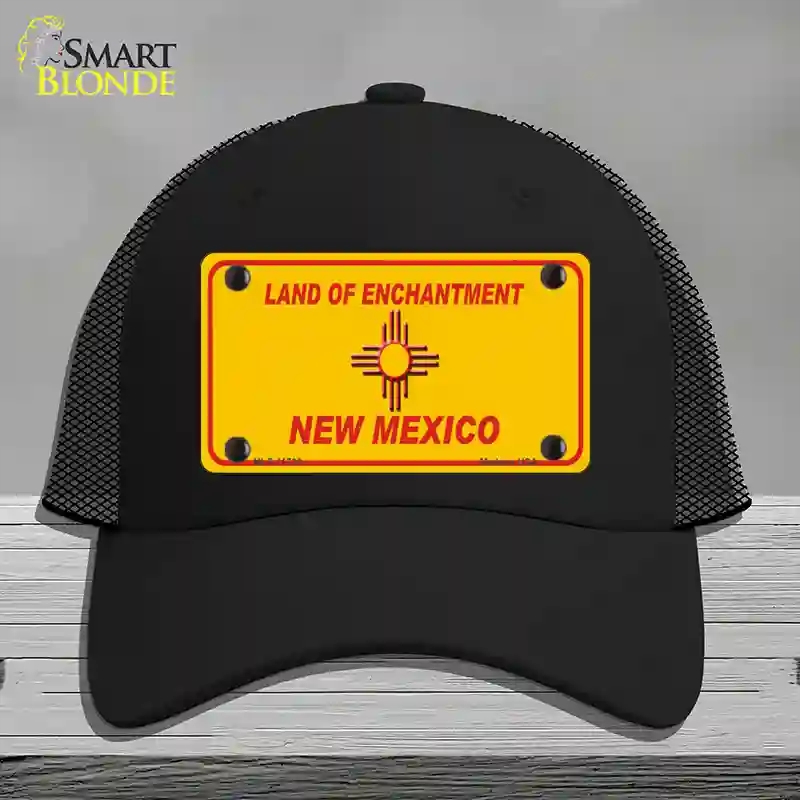 HAT01-MLP-11736   Mexico Blank Yellow State Novelty License Plate Hat, Mesh - Black