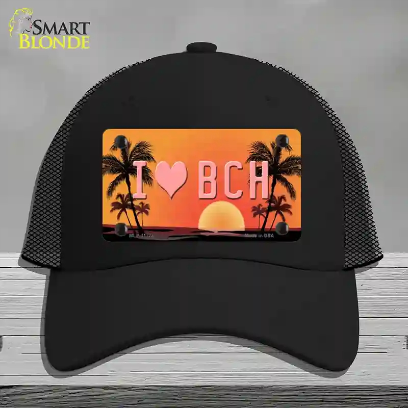 HAT01-MLP-11774 I Love Beach Novelty License Plate Hat, Mesh - Black